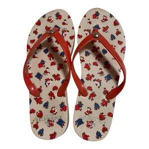 GUC! Coach Red Floral Print Foam Flip-Flops Sandals Youth Size 4.5